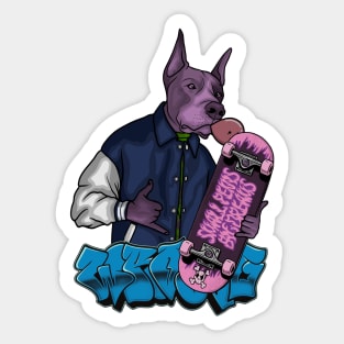 Crazy Dog with Skateboard Sticker